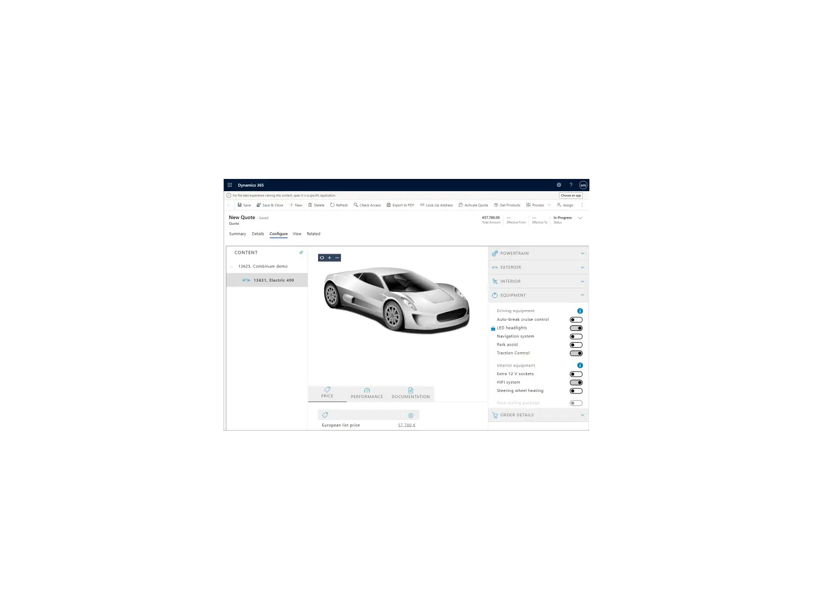 Integration to Microsoft Dynamics 365 Sales Combinum CPQ